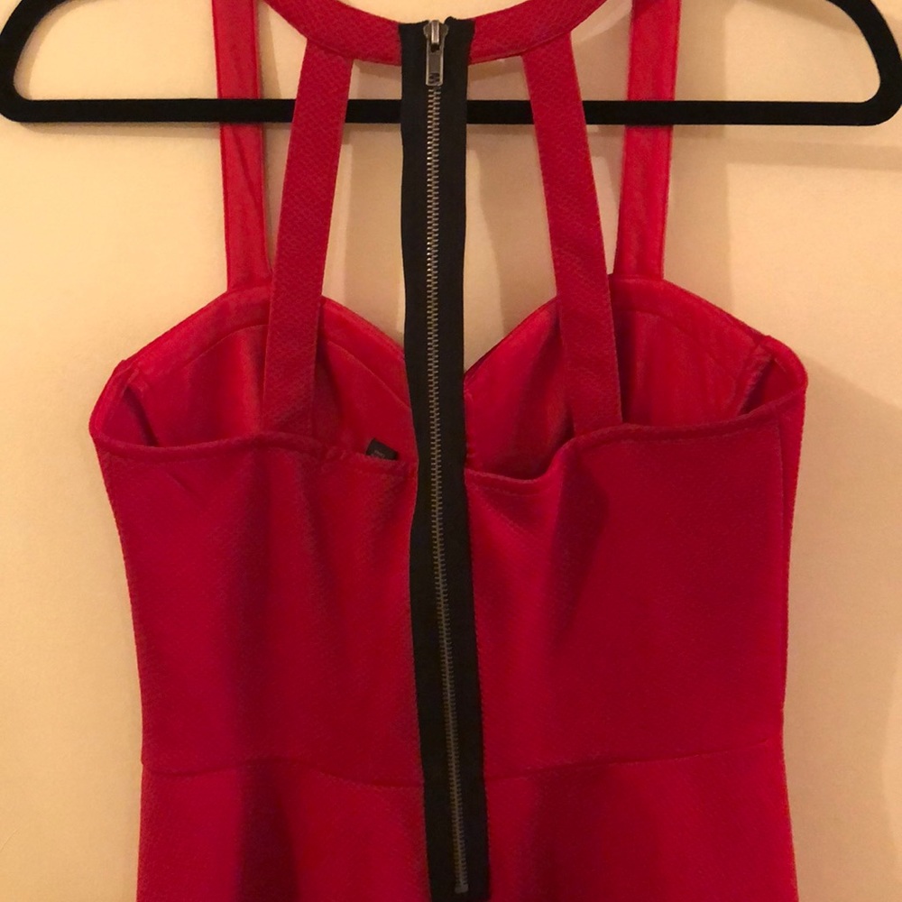 Material Girl Scalloped Dress Red Zip Up Medium - Picture 6 of 6